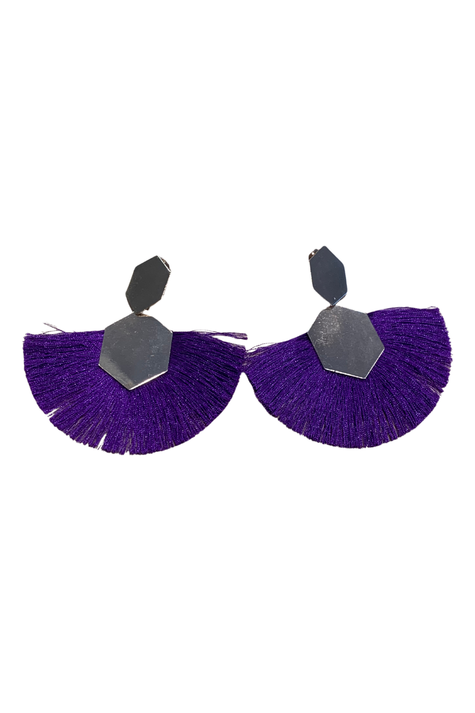 Purple Geometrical Fringe Fan Earrings