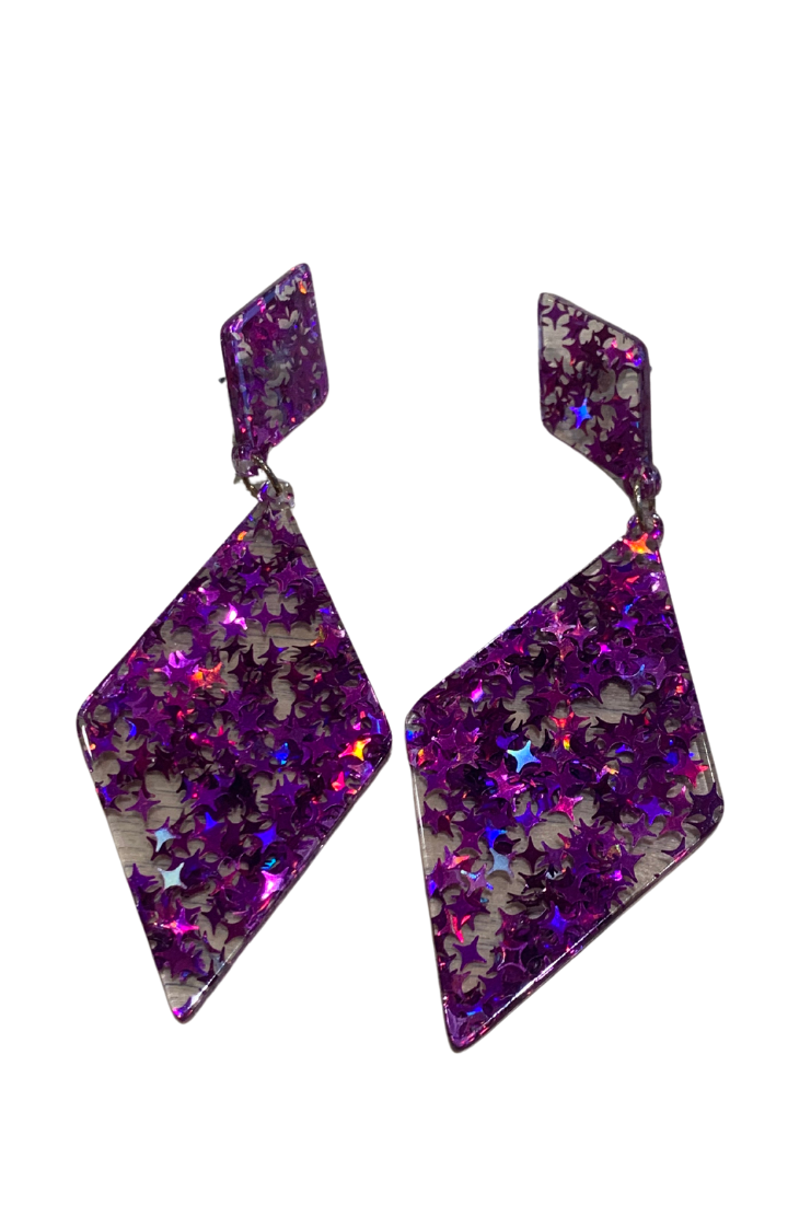 Purple Star Diamond Earrings