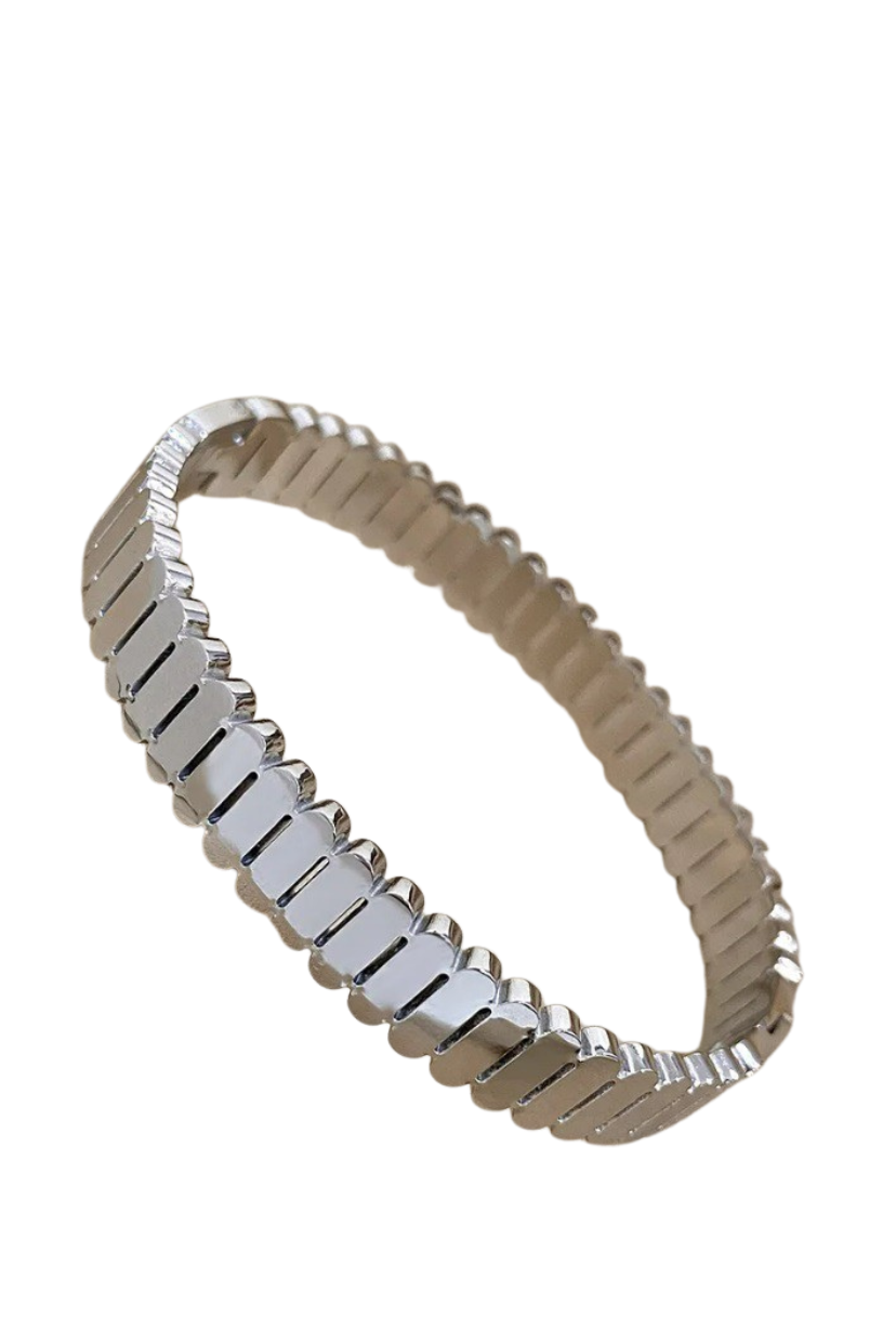 Fence Detail Stainless Steel Bangles Bracelet