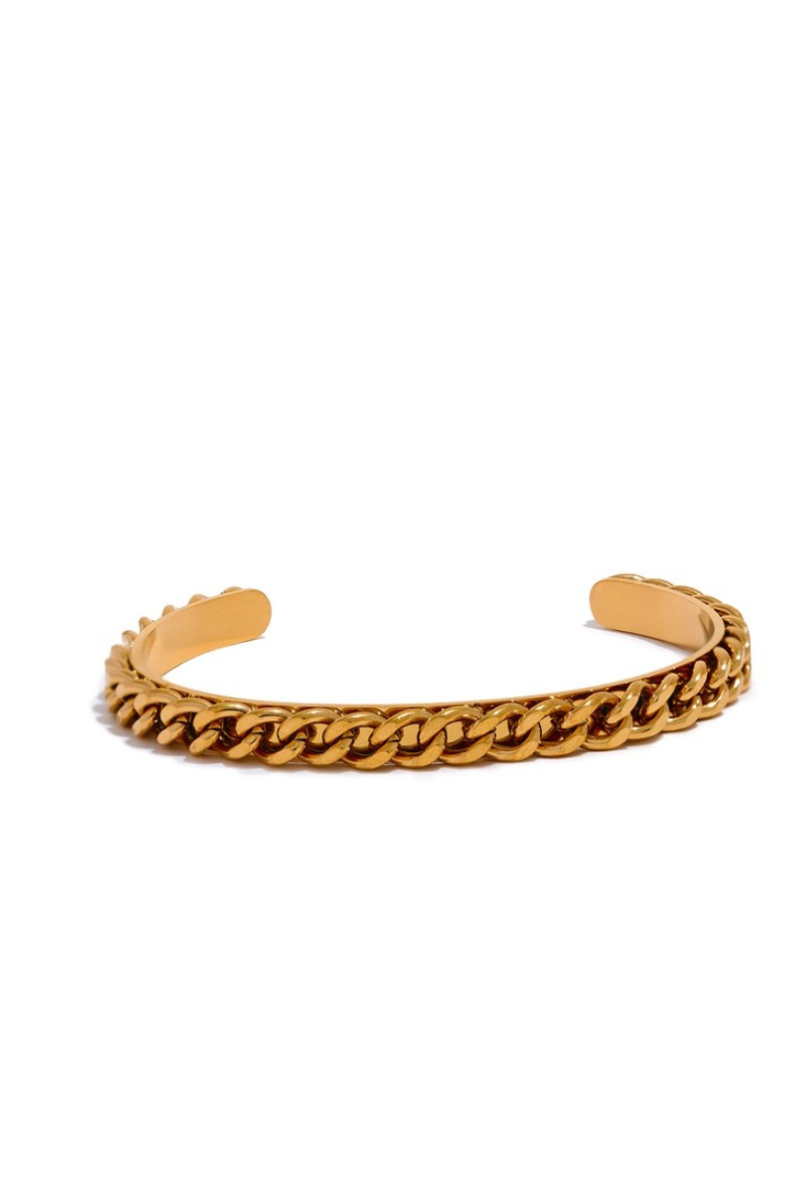 Braided Chain Polished Bracelet Cuff
