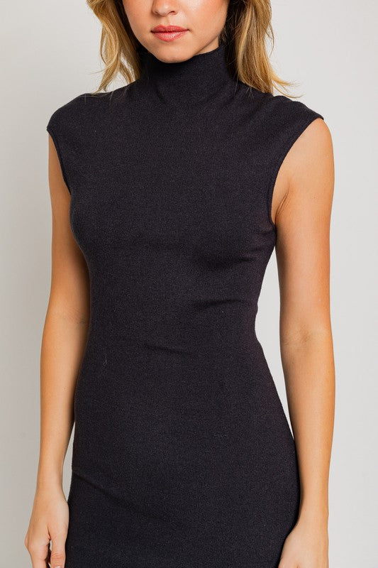 Mock Neck Sweater Midi Dress