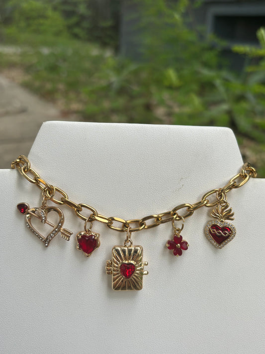 Lovers in Red - 5 Charm Necklace